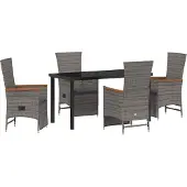 Syfax Ensemble de salle à manger pour jardin 5 pcs Gris polyrotin