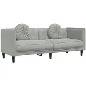 Syfax Canapé avec coussins 3 places gris clair velours