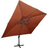 Syfax Parasol de jardin déporté avec double plateau en terre cuite 400 x 300 cm