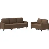 vidaXL Ensemble de canapés 2 pièces avec coussins Tissu brun
