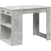 Syfax Bureau avec tiroir et étagère gris béton bois d'ingénierie