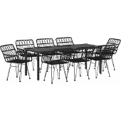 Syfax Ensemble de salle à manger pour jardin 9 pcs Noir