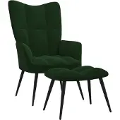 Syfax Chaise de relaxation avec tabouret Vert foncé Velours