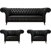 AEA Sofagarnitur Komplett 3tlg 2x Sessel Luxus Dreisitze Sofa Couch Wohnzimmer