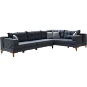 AEA Dunkelgraues Ecksofa Wohnzimmer L-Form Couch Luxus Stoffcouchen