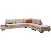 AEA Beiges Stoffsofa Designer L-Form Couch Wohnzimmer Polster Stilvolle Couch