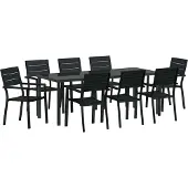 Syfax Ensemble de salle à manger pour jardin 9 pcs Noir