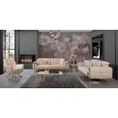 AEA Beige moderne Salon Canapé x2 3 places Fauteuil rembourré 3pcs