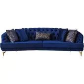 Xl Moebel Gmbh Salon bleu Chesterfield Canapé de luxe 4x places
