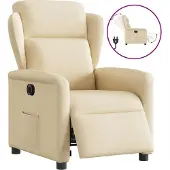 Syfax Fauteuil inclinable électrique Crème Tissu