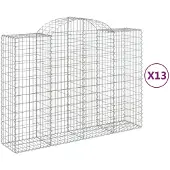 vidaXL Gabions avec arc surélevé 13pcs 200x50x140/160cm Fer galvanisé