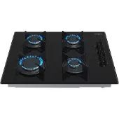 Arebos Table de cuisson à gaz à 4 brûleurs, surface vitrée, encastrable, compatible avec le gaz naturel & propane, incl. support de casseroles & sécurité d'allumage, sûr & polyvalent
