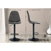 CLP Tabouret de bar Elmore tissu B gris foncé