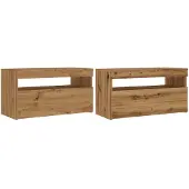 vidaXL Armoires TV avec lampes LED 2 pcs. Chêne Artisan Matériaux dérivés du bois