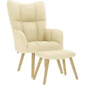Syfax Chaise de relaxation avec repose-pied Crème Tissu