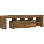 Sonstiges Meuble TV avec lumières LED Chêne fumé 140x36,5x40 cm