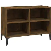 Syfax Meuble TV avec pieds en métal Chêne fumé 69,5x30x50 cm