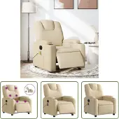 The Living Store Fauteuil de massage électrique Crème Tissu
