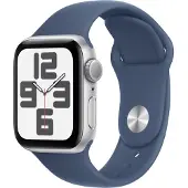 Apple Watch SE GPS 40mm Aluminium Case Silver Sport Strap Blue Denim