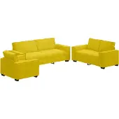 Syfax Ensemble de canapés 3 pcs avec coussins Jaune Velours