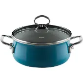 Riess Casserole avec couvercle en verre Ø24cm 3,7L bleu aquamarine émail
