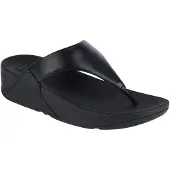 FitFlop Lulu Leather Toepost Teenslippers - Zwart - Maat 38