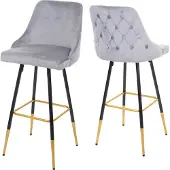 Mendler Tabouret de bar -E70 (lot de 2) Velours