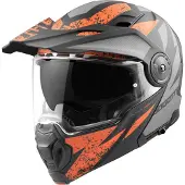 Bogotto Casque pliant FG-102 Safari, fibre de verre, type enduro, couleur noir mat/gris/orange, taille XL (61/62)
