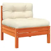 vidaXL Canapé de jardin sans accoudoirs avec coussins Pin brun ciré