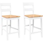 Syfax Tabourets de bar 2 pcs blanc bois massif d'hévéa