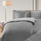 Blumtal literie 140x200 & 2x 80x80cm cashmere-touch peluche en gris