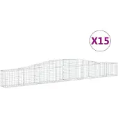 vidaXL Gabions avec arc surélevé 15 pcs. 400x30x40/60 cm Fer galvanisé