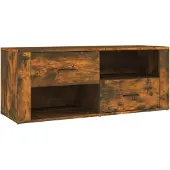 Syfax Meuble TV Chêne fumé 100x35x40 cm Bois d'ingénierie