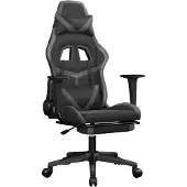 vidaXL Chaise de jeu avec repose-pieds Noir et gris Similicuir
