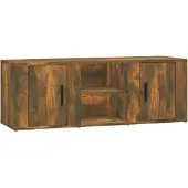 vidaXL Armoire TV chêne fumé 100x31,5x35 cm Bois composite
