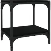 Syfax Meuble TV Noir 40x33x41 cm Bois d'ingénierie et acier