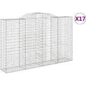 vidaXL Gabions avec arc surélevé 17 pcs 300x50x180/200cm Fer galvanisé