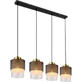 Globo Lighting Suspension Olga 4 lumières noires avec maille