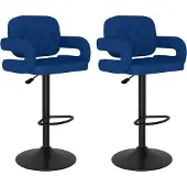 Syfax Tabourets de bar lot de 2 bleu tissu