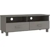 Sonstiges Meuble TV HAMAR Gris clair 106x40x40 cm Bois massif de pin