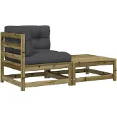 vidaXL Canapé d'angle de jardin avec coussin et tabouret