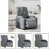 The Living Store Fauteuil de massage électrique gris similicuir