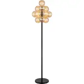 Globo Lighting Lampadaire, noir, boule de verre ambre, H 160 cm