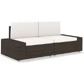 The Living Store Modulares 2-Sitzer-Sofa Poly Rattan Braun