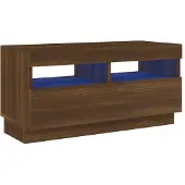 Syfax Meuble TV avec lumières LED chêne marron 80x35x40 cm