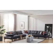 AEA Ecksofa L-Form Sofa Luxus Eck Kunstleder Wohnzimmer Polyester Schwarz