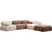 AEA Braun-Weißes Ecksofa Designer Wohnzimmer L-Form Moderne Couch Möbel