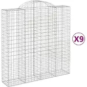 vidaXL Gabions avec arc surélevé 9 pcs. 200x50x200/220cm Fer galvanisé