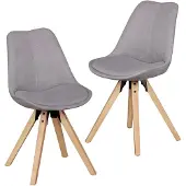 Wohnling lot de 2 chaises de salle à manger rétro LIMA gris clair Chaise rembourrée