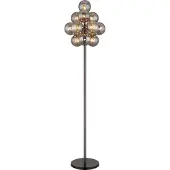 Globo Lighting Lampadaire, noir, boule de verre fumée, H 160 cm